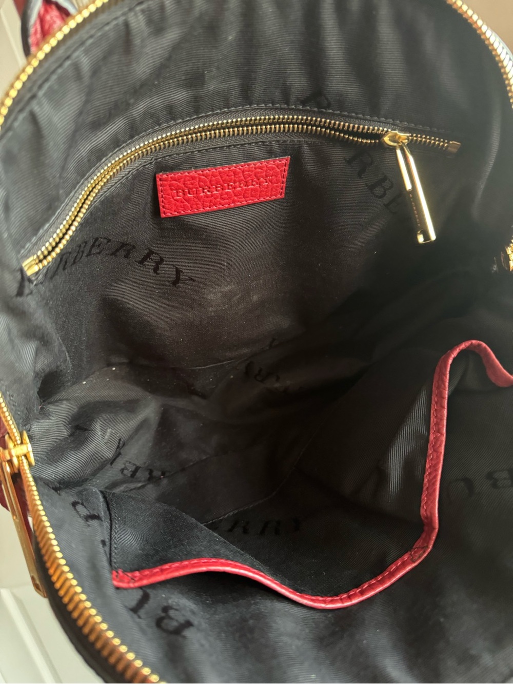 Burberry Red Textured Leather Dome Satchel with Gold Hardware - Picture 3 of 7